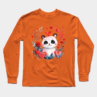 Cute valentines gift ideas, valentines day gift for her, hearts cute animal gift Long Sleeve T-Shirt